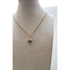 Juicy Couture Pink Enameled Rhinestone Cupcake Pendant & Necklace 18” Gold Tone